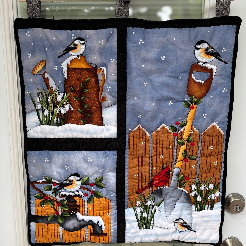 Bird Lovers' Handmade Quilted Wall Hanging 22”x24”